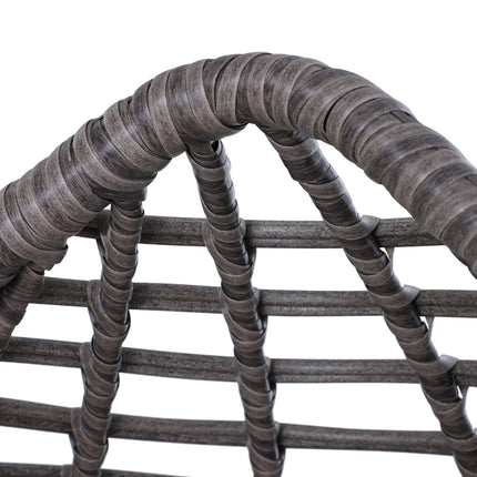 Raised tear-eyed rattan garden chair with cushion, steel grey
