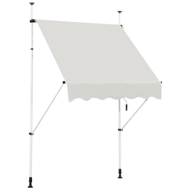 Telescopic awning sun protection UV-repellent waterproof awning 150 x 120 cm beige