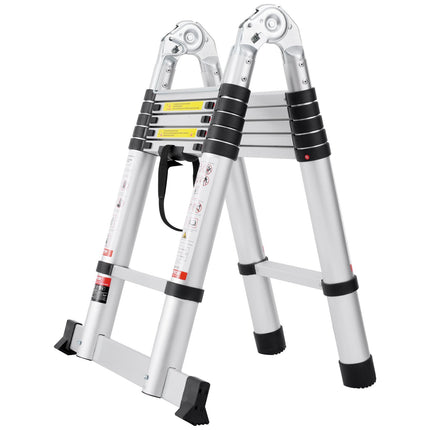 Telescoping Ladder 12.5 Ft, Aluminum A-Frame, 375 Lb