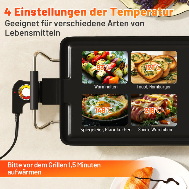 Teppanjaki grils 1800 W, nepiedegošs pārklājums, regulējama temperatūra, 100 cm