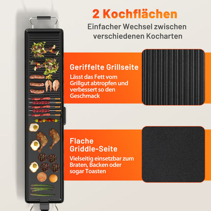 Teppanjaki grils 1800 W, nepiedegošs pārklājums, regulējama temperatūra, 100 cm