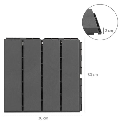 Terases Flīžu Komplekts, 9 Gab. Balkona Flīžu Komplekts, Klikšķināmas Flīzes Terasei Un Dārzam, Plastmasas, Melnas, 30X30Cm