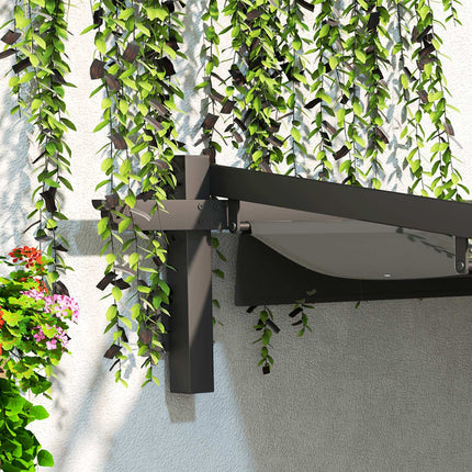 Terases jumta pergola aptuveni 3x3m terases jumta segums, dārza paviljons izgatavots no alumīnija, stiprinājums pie sienas, dārza paviljons ar regulējamu jumtu, saules aizsardzība terasei un dārzam, tumši pelēka