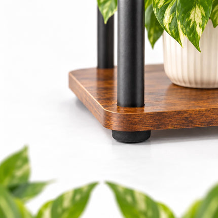 Tiered Plant Stand with 3 Square Shelves, Iron and MDF – 78 cm, Dark Brown