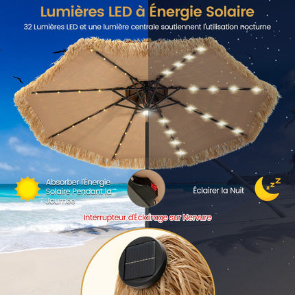 Tiki terases saulessargs 270 cm, saules enerģijas LED, slīpums
