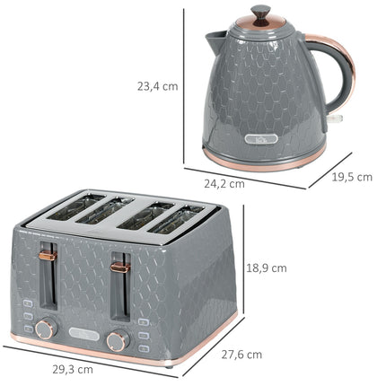 Tostera un tējkannas komplekts, 1,7 l, 4 šķēles, pelēka plastmasa