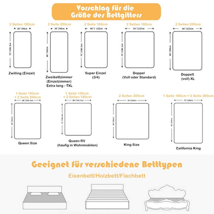 Bērnu gultas margas, regulējams augstums, 175 cm, pelēkas