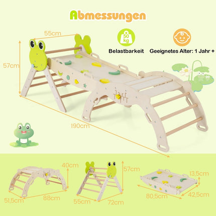 Kāpšanas komplekts mazulim ar slidkalniņu, arku un rampu - dabīgs koks