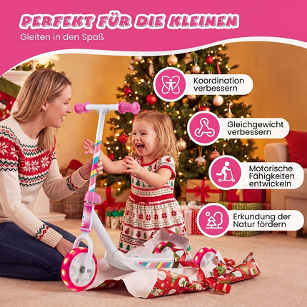 Bērnu skrejritenis ar LED riteņiem, rozā