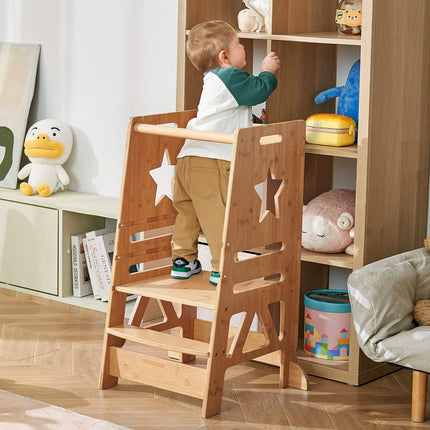 Toddler Learning Tower, Bamboo, 3-Level, Safety Rail