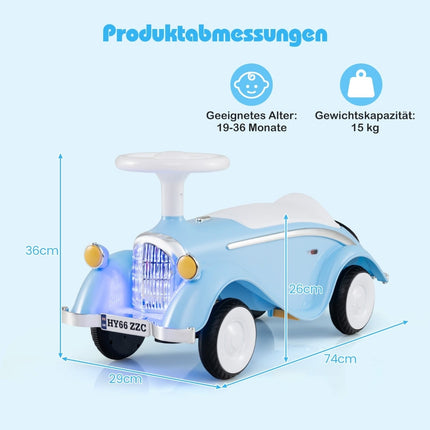 Mazuļu braucamā automašīna ar skaņas signālu, LED gaismām, zila