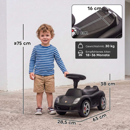 Mazuļu braucamā automašīna ar gaismām un skaņām, matēti melna