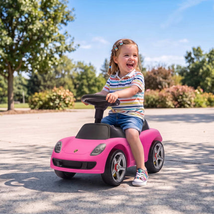 Mazuļu braucamā automašīna ar gaismām un skaņām, rozā, 18–36 mēneši
