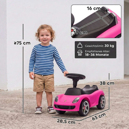 Mazuļu braucamā automašīna ar gaismām un skaņām, rozā, 18–36 mēneši