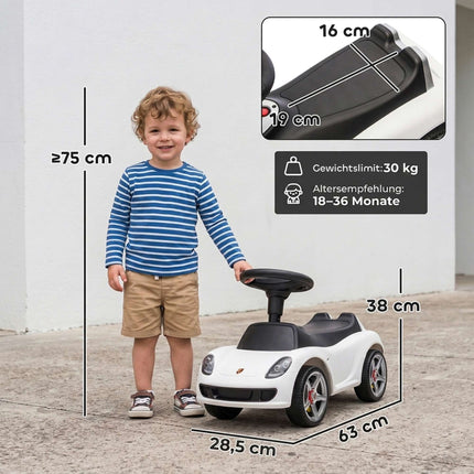 Mazuļu braucamā automašīna ar gaismām un skaņām, balta, 18–36 mēneši