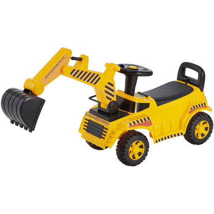 Toddler Ride-On Excavator Push Car, Helmet, Music, 55 lb