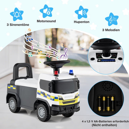 Policijas automašīna mazulim ar stūres mehānismu un bagāžas nodalījumu