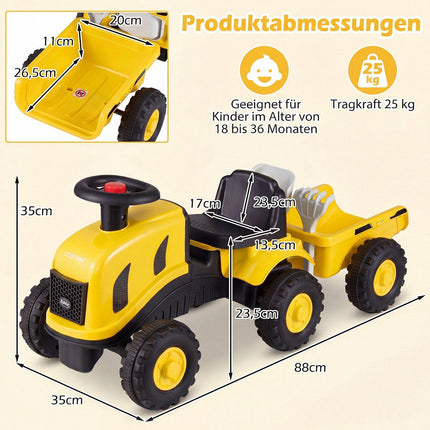 Mazuļu braucamā stumjamā automašīna ar piekabi, vecums 18–36 mēneši