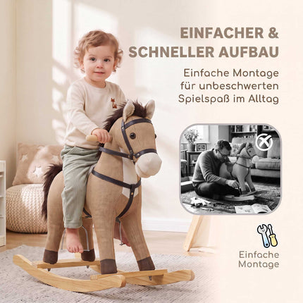 Toddler Rocking Horse with Sounds and Safety Handles, 12–36 Months, Dark Brown