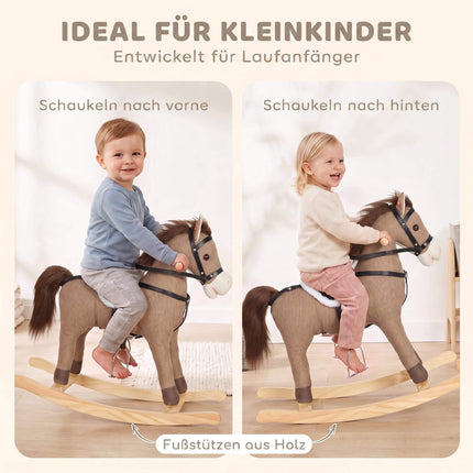 Toddler Rocking Horse with Sounds and Safety Handles, 12–36 Months, Dark Brown