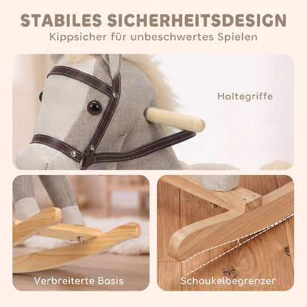 Toddler Rocking Horse with Sounds and Safety Handles, 12–36 Months, Grey
