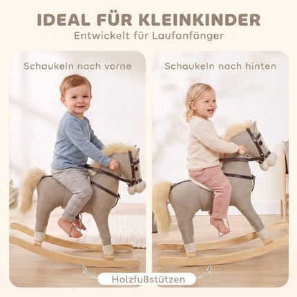 Toddler Rocking Horse with Sounds and Safety Handles, 12–36 Months, Grey