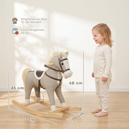Toddler Rocking Horse with Sounds and Safety Handles, 12–36 Months, Grey