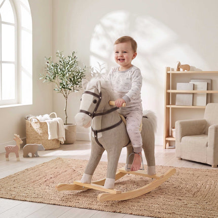 Toddler Rocking Horse with Sounds and Safety Handles, 12–36 Months, Grey