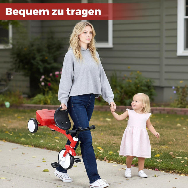 Mazuļu trīsritenis ar gaismotiem riteņiem, regulējamu sēdekli, uzglabāšanas kasti