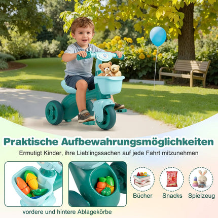 Mazuļu trīsritenis ar ierobežotu stūrēšanu, zvanu, ergonomisku sēdekli
