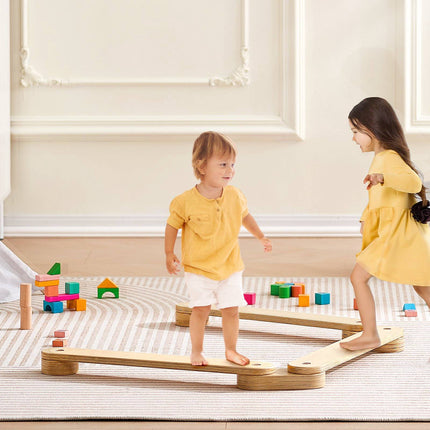 Toddler Wooden Balance Beam Set, 3-Piece Montessori