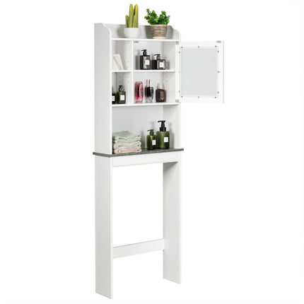 Tualetes plaukts vannas istabas vietas taupīšanai ar regulējamiem līmeņiem 59 x 19 x 173 cm, balts