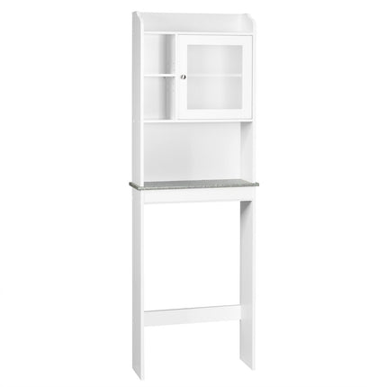 Tualetes plaukts vannas istabas vietas taupīšanai ar regulējamiem līmeņiem 59 x 19 x 173 cm, balts