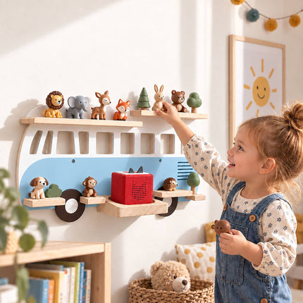 Toniebox Wall Shelf in Bus Design for Up to 25 Tonies, Magnetic, Blue