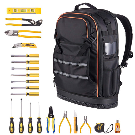 Tool Backpack with 21-Piece Tool Kit, 65 Pockets