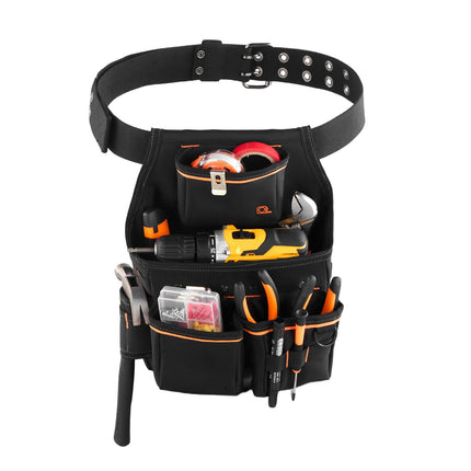 Tool Belt Pouch with 14 Pockets, Adjustable 32–50 in