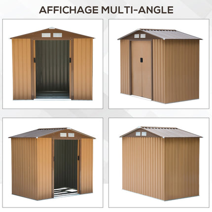 Steel tool shed with sliding doors and floor, 213x130x185 cm