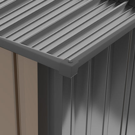 Tērauda instrumentu šķūnis, 0,92 m², dārza skapis ar nojumi, slēdzams, dārza šķūnis, 100 x 103 x 160 cm, brūns