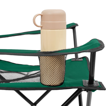 Tourist Chair, Green-Black, Foldable Camping Seat