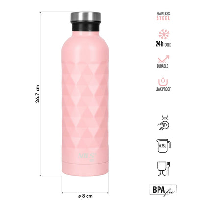 Tūristu ūdens pudele, 750 ml, rozā