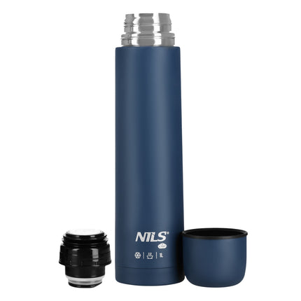 Tūrisma termoss 1000 ml, zils, izolēts termoss