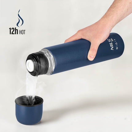 Tūrisma termoss 1000 ml, zils, izolēts termoss