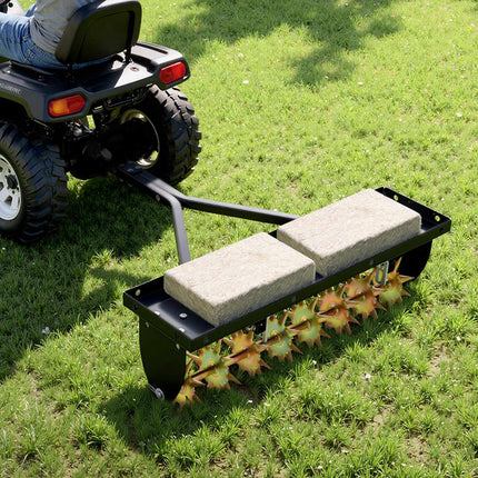 Tow-Behind Lawn Aerator, 32-Inch, Universal Hitch Tray