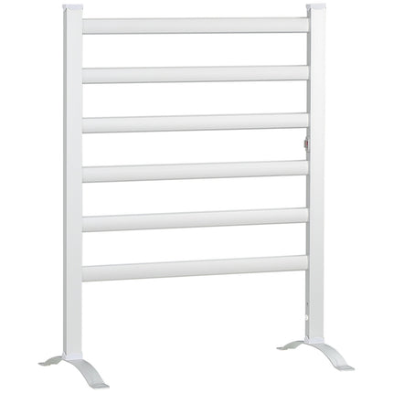 Dvieļu žāvētājs, vannas istabas radiators ar 6 sildīšanas stieņiem, dvieļu žāvētājs, dvieļu sildītājs, elektriskais radiators vannas istabai, alumīnijs, balts