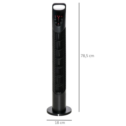 Silent Tower Fan - 3 Speeds, Remote Control, Oscillating, Black