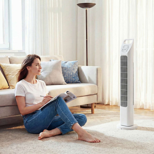 Torņa ventilators ar tālvadības pulti, 3 ātrumi, 3 režīmi, taimeris