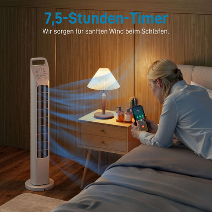 Torņa ventilators ar tālvadības pulti, 3 ātrumi, 3 režīmi, taimeris