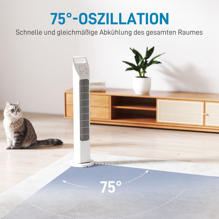 Torņa ventilators ar tālvadības pulti, 3 ātrumi, 3 režīmi, taimeris
