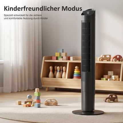 Torņa ventilators ar tālvadības pulti, WiFi lietotni, 6 ātrumi, 65 svārstības