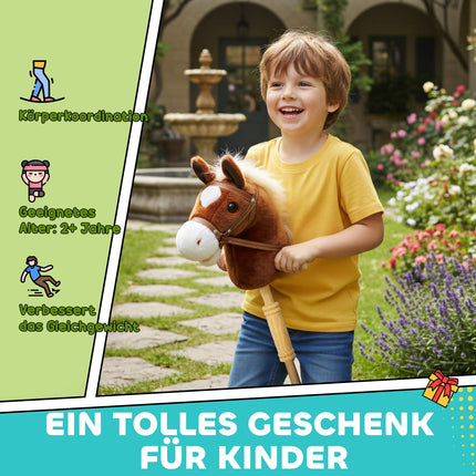 Toy Hobby Horse with Sound, Wheels, for Kids 24+ Months